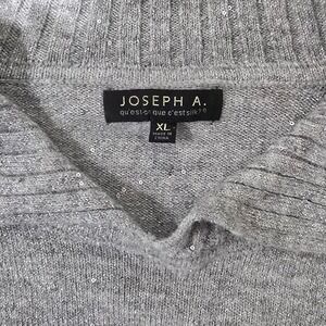 Joseph A. Silver Metallic Sequin Shawl Collar Sweater Womens Size XL Formal